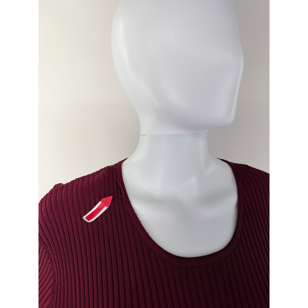 Adam Lippes RTR Geo Knit Midi Dress Burgundy Long Sleeve Midi Dress XL SEE FLAW - Picture 8 of 11